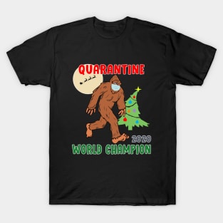 Quarantine World Champion Sasquatch Mask Christmas. T-Shirt